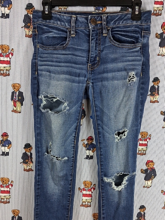 American Eagle Outfitters Denim - American Eagle Super Super Stretch Dark Wash Distressed Sz 2 Jegging Pants Jeans
